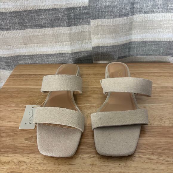 Joie Nolita Beige Linen‎ Square Toe Sandals Size 9.5 - Picture 3 of 9